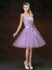 New Style Appliques Tulle Prom Dresses with Knee Length
