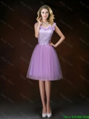 New Style Appliques Tulle Prom Dresses with Knee Length