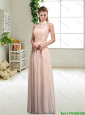 Perfect Bowknot Scoop Prom Dresses in Champagne