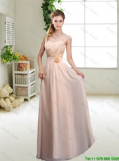 Perfect Bowknot Scoop Prom Dresses in Champagne