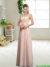 Perfect Bowknot Scoop Prom Dresses in Champagne