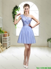 Perfect One Shoulder Appliques Junior Dresses in Lavender