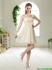 Perfect Strapless Dama Dresses with Hand Made Flowers