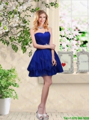Popular Hand Made Flowers Royal Blue Prom Dresses with Appliques