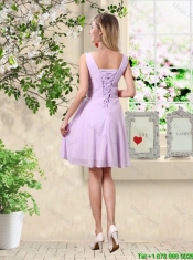 Popular V Neck Lavender Dama Dresses with Beading