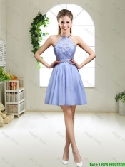 Pretty Lavender Halter Top Dama Dresses with Appliques for 2016
