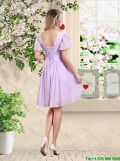 Simple A Line V Neck Beaded Junior Dresses in Lavender