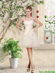 Suitable Straps Appliques and Belt Junior Dresses with Lace Up