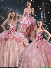 Affordable Ball Gown Beaded Detachable Sweet 16 Dresses with Belt
