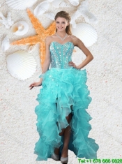 Gorgeous Aqua Blue Detachable Quinceanera Gowns with Beading and Ruffles