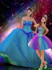 Romantic Ball Gown Sweetheart Beaded Detachable Quinceanera Dresses in Multi Color