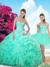 Summer Top Seller Sweetheart Beaded Apple Green Quinceanera Dresses with Ruffles