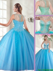 Beautiful Scoop Tulle Sweet 16 Dresses with Beading