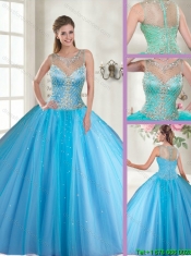 Beautiful Scoop Tulle Sweet 16 Dresses with Beading