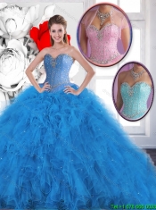 Cheap Beading Sweetheart Quinceanera Dresses in Blue