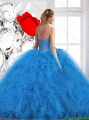 Cheap Beading Sweetheart Quinceanera Dresses in Blue