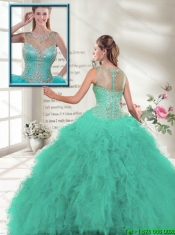 Discount 2016 Scoop Ruffles Sweet 16 Dresses in Turquoise