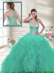 Discount 2016 Scoop Ruffles Sweet 16 Dresses in Turquoise