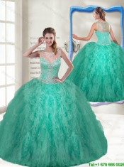 Fashionable Scoop Turquoise Quinceanera Gowns with Zipper Up