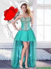 Gorgeous Turquoise Detachable Quinceanera Gowns with Beading