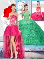 Hot Pink Affordable Detachable Quinceanera Dresses with Beading