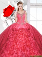 Inexpensive Scoop Quinceanera Dresses with Beading and Ruffles