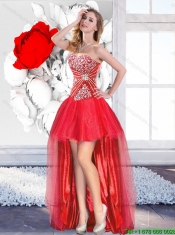Red 2016 Fashionable Detachable Quinceanera Dresses with Ruffles