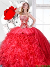 Red 2016 Fashionable Detachable Quinceanera Dresses with Ruffles