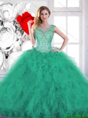 Fashionable Beading and Appliques Quinceanera Gowns in Turquoise