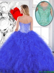 Fashionable Beading and Appliques Quinceanera Gowns in Turquoise