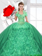 Fashionable Ruffles and Beaded Quinceanera Dresses in Green Fashionable Ruffles and Beaded Quinceanera Dresses in Green