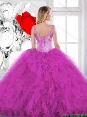 Gorgeous Beading Scoop Teal Quinceanera Dresses with Ruffles