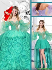 New Style Sweetheart Detachable Quinceanera Gowns with Ruffles