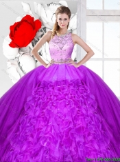 Perfect Beaded and Ruffles Detachable Quinceanera Dresses with Scoop