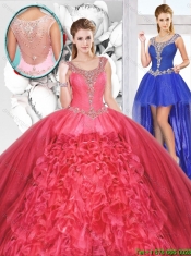 Popular Beaded and Ruffles Detachable Quinceanera Dresses for 2016