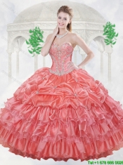 2016 Beading Quinceanera Dresses with Ruffled Layers