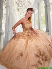 2016 Best Selling Appliques Quinceanera Gowns with Strapless