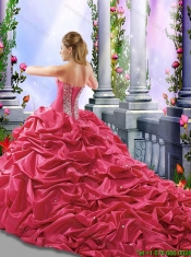 2016 Pretty Ball Gown Red Sweet 16 Dresses with Pick Ups
