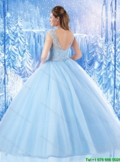 2016 Spring Popular Zipper Up Quinceanera Dresses in Light Blue