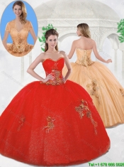 2016 Spring Sweetheart Quinceanera Gowns with Beading and Appliques