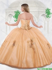 2016 Spring Sweetheart Quinceanera Gowns with Beading and Appliques