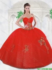 2016 Spring Sweetheart Quinceanera Gowns with Beading and Appliques