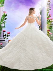 Beautiful Appliques Open Back Quinceanera Dresses with Ruffled Layers