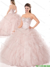 Beautiful Beading Baby Pink Quinceanera Dresses for 2016 Spring