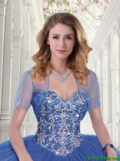 Beautiful Blue Ball Gown Quinceanera Dresses with Beading