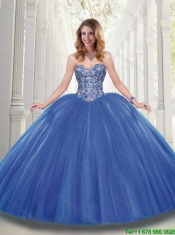 Beautiful Blue Ball Gown Quinceanera Dresses with Beading