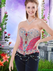 Beautiful Brush Train Beaded Quinceanera Dresses in Multi Color