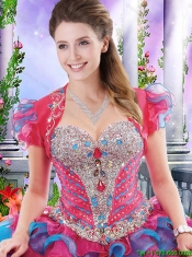 Beautiful Brush Train Beaded Quinceanera Dresses in Multi Color