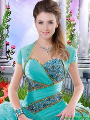 Beautiful Brush Train Quinceanera Gowns with Ruffles and Beading