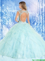 Beautiful Cap Sleeves Beading Quinceanera Gowns with Open Back